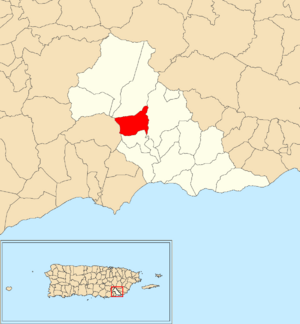 Location of Jagual within the municipality of Patillas shown in red