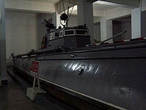 Torpedo boat displayed in museum