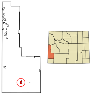 Location within Lincoln County and Wyoming