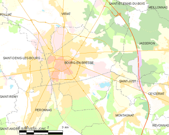 Map of the commune de Bourg-en-Bresse