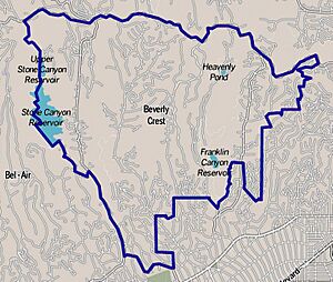 Map of Beverly Crest neighborhood of Los Angeles, California