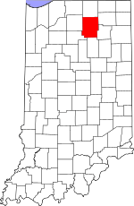 Map of Indiana highlighting Kosciusko County