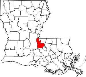 Map of Louisiana highlighting Pointe Coupee Parish