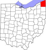 Map of Ohio highlighting Ashtabula County.svg
