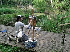 Miguel painting Gunnersbury Triangle pond