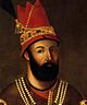Painting, portrait of Nader Shah seated on a carpet, oil on canvas, probably Tehran, 1780s or 1790s (cropped).jpg