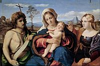 Palma il Vecchio (Jacopo Negretti) - Madonna and Child with Saint John the Baptist and Magdalene - Google Art Project