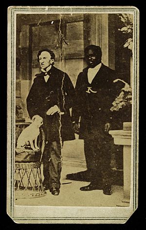 Photograph; Dr. James Barry with negro servant and dog. Wellcome L0022267