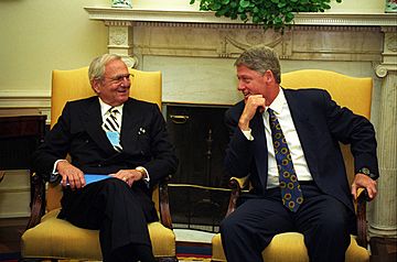 President Bill Clinton meets with Lee Iacocca in 1993