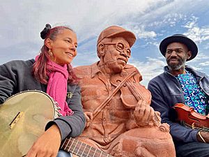 Rhiannon Giddens and Justin Robison at Joe Thompson’s memorial