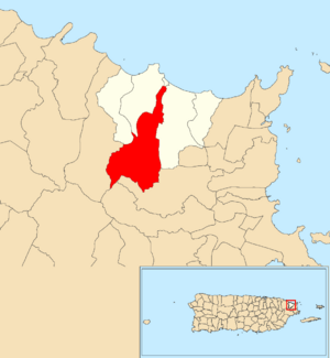 Location of Sabana within the municipality of Luquillo shown in red