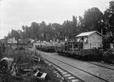 Scene at Erua railway station with goods carriages and dwellings ATLIB 267646