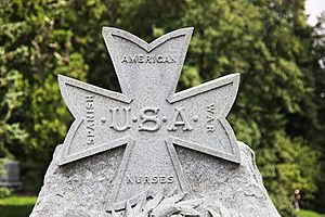 Spanish-American War Nurses Memorial - closeup top - Arlington National Cemetery - 2011