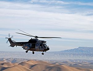 Spanish Air Force Super Puma flying over Herat province in 2008
