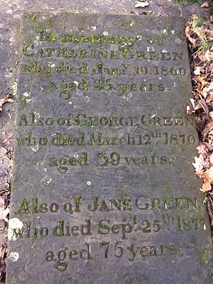 The grave stone of George Green and Sarah Green parents of George Green Professor of Mathematics at Caius College Cambridge