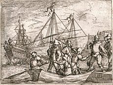 Vaisseaux galeres et soldats vers 1634-1637