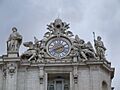 Vaticano-Roma, angolo sinistro della facciata di San Pietro, con orologio e campane