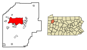 Location of Sugarcreek in Venango County, Pennsylvania.