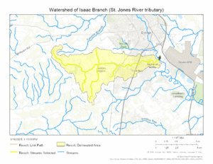 Watershed of Isaac Branch (St. Jones River tributary)