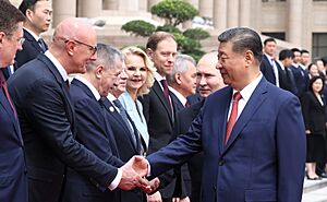 Xi Jinping shaking hands with Russian politicians (2024)