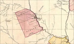 1757 map of Saxe Gotha Township and Congaree Fort