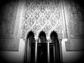 A Black and White Photograph inside the Synagogue of El Transito - Toledo Spain
