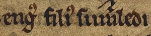 Aonghus mac Somhairle (British Library Cotton MS Julius A VII, folio 41r)