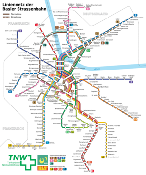 Basel - Straßenbahnnetzplan