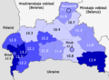 Birth rate in Bresckaja voblasć, Belarus (2017, by districts)