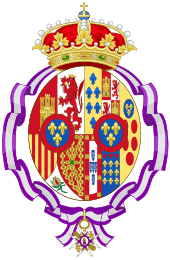 Coat of arms of Maria Mercedes of Bourbon-Two Sicilies, Countess of Barcelona after her husband renounce as Pretender to the Spanish Throne (1977-1988).svg