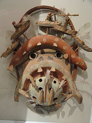 Dance mask, probably of tunghat, Southwest Alaska Eskimo, collected in Kushunak, probably in 1905 - Native American collection - Peabody Museum, Harvard University - DSC05634