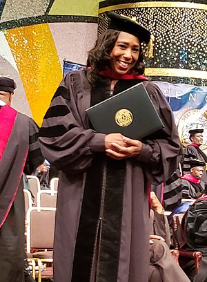 Dawnn Lewis receiving an honorary Doctor of Humane Letters degree in 2019