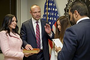 FBI Director Kash Patel swears in Dan Bongino as Deputy Director of the FBI, 2025