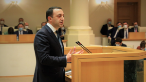 Gharibashvili making speech at Parliament of Georgia, June 2021
