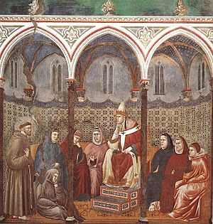 Giotto - Legend of St Francis - -17- - St Francis Preaching before Honorius III