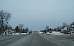 Looking north at the north side of Greenleaf on Wisconsin highways 32 and 57