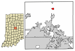 Location of Arcadia in Hamilton County, Indiana.