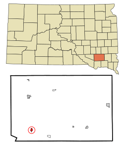 Location in Hutchinson County and the state of South Dakota