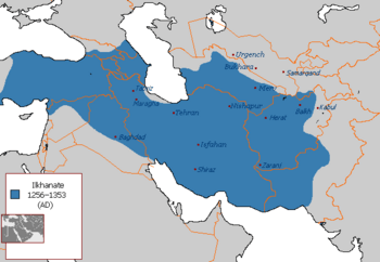 The Ilkhanate at its greatest extent