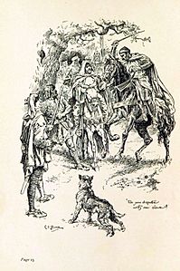Illustration by C E Brock for Ivanhoe - opposite page015
