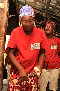 Instrument rudimentaire pour réduire le manioc en farine