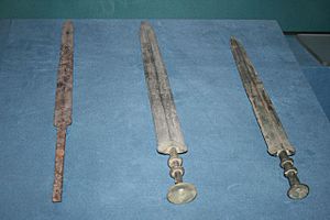 Iron sword and two bronze swords, Warring States Period