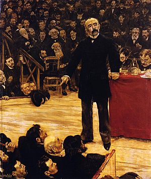 Jean-François Raffaëlli - Georges Clemenceau prononçant un discours dans une réunion électorale