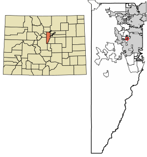 Location of the East Pleasant View CDP in Jefferson County, Colorado.