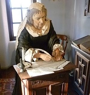 Lady Anne Halkett figure at the Abbot House, Dunfermline Fife.jpg