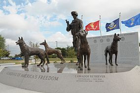 A front view of the Military Working Dog Teams National Monument