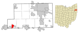 Location of Sebring in Mahoning County, Ohio.