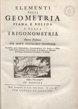 Manfredi - Elementi della geometria piana e solida e della trigonometria, 1755 - BEIC 4272206f