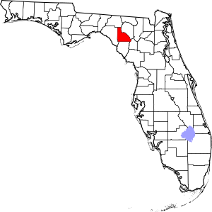 Map of Florida highlighting Lafayette County