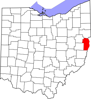 Map of Ohio highlighting Jefferson County